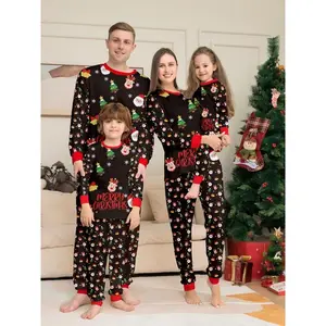 2PieceChristmasFamilyPajamaSet,CartoonDeerPrintTop&IrregularPants,CasualFittedSleepwearforMenWomenKids