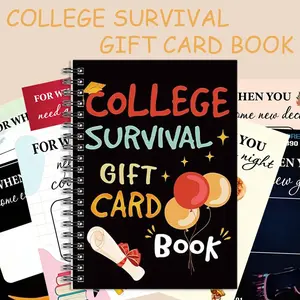 College Survival Gift Card Spiral Coil Notebook, Greeting Card Holder with 25 Pages for Tucking Gift Cards & Personal Messages - A Thoughtful Keepsake for Graduates, Farewell or New Beginnings, College Essentials