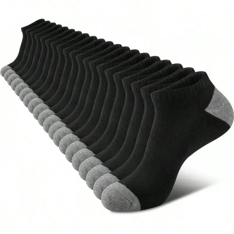 20 Pairs Men Women Super Comfortable Breathable Cushioned Socks, Sock Packs, Sweat-Absorbent Anti-Odor Low-Cut Solid Color Knit Socks for Daily Outdoor Use, Breathable Comfy Socks