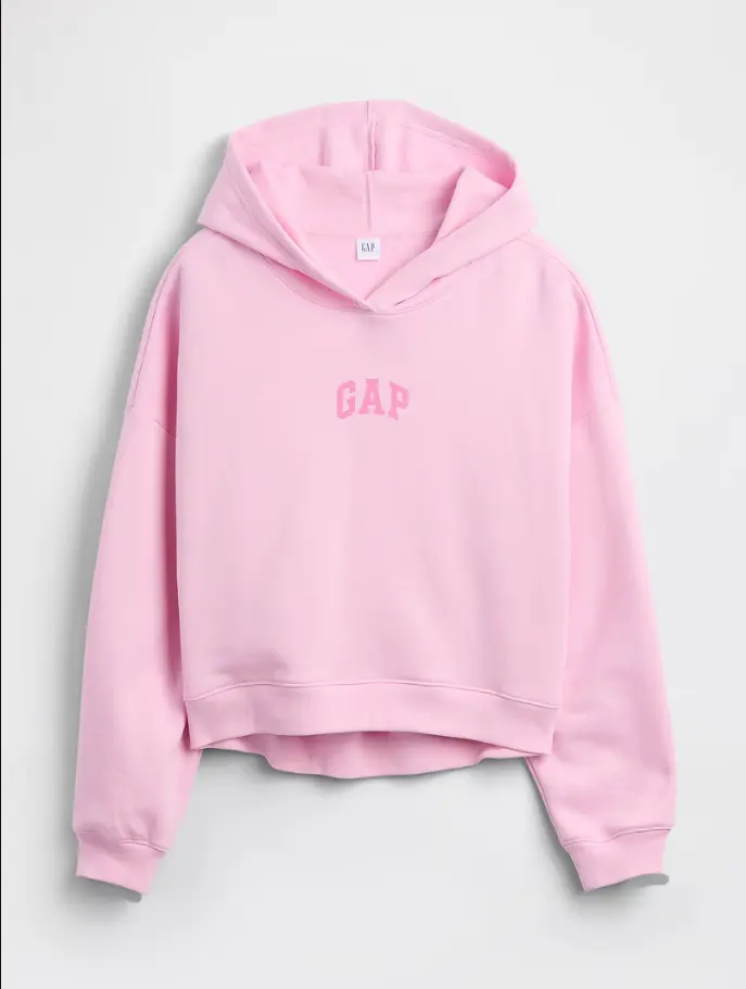 Relaxed Gap Mini-Logo Cropped Hoodie - Primrose Pink