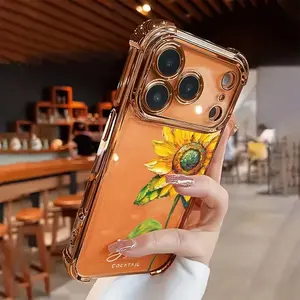 Creative Sunflower Pattern Design Magnetic Phone Case Shockproof for iPhone 17 Pro Max Air 16 16e 15 14 Plus 13 12 11 X XS Pattern MagSafe Acrylic Back TPU Edges Drop-Proof Lightweight Cover Gift 2D printing