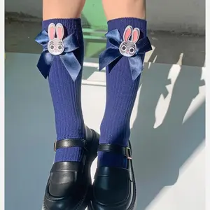 Cute Zootopia Officer Judy cartoon rabbit pattern mid-calf socks, lightweight academic style stockings, cute design, daily comfortable and breathable, suitable for girls to wear, sweet and cute style footwear accessories, very suitable for school uniforms
