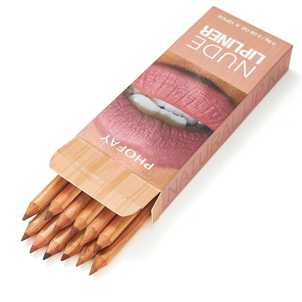 PHOFAY 12Pcs Nude Lip Liner Set, Waterproof Long-Lasting Matte Lip Pencils, Natural Defined Lips, Smudge-Proof Nude Lip Colors for Daily/Party Makeup