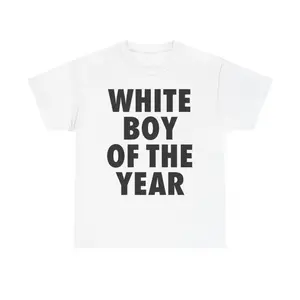 WHITE BOY OF THE YEAR SHIRT - Man Menswear Oversized Tshirt Streetwear Casual Classic  Shortsleeve