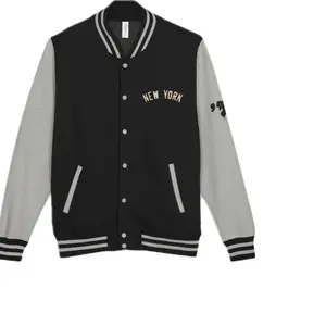 FURDreams "NYC" Graffiti Shield Letterman Jacket - Black & Gray Varsity Style with 'NEW YORK' Embroidery