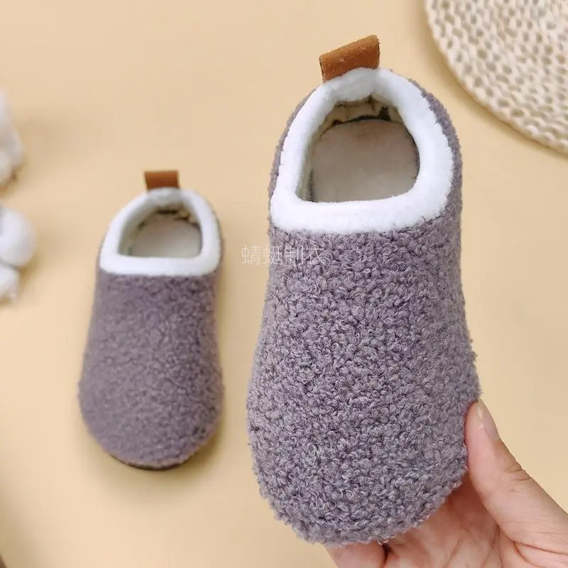 Boys' Soft Slip-On Slippers - Classic Solid Color Indoor Shoes with Cozy Fabric, Snug Indoor Fit, and Flat TPR Sole