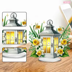 2D Flat Print Flower Night Light DIY Table Top Diamond Painting Ornament Kits Diamond Painting Desktop Ornaments Kit 5D DIY Diamond Art Tabletop Decorations for Home Office Desktop Decor