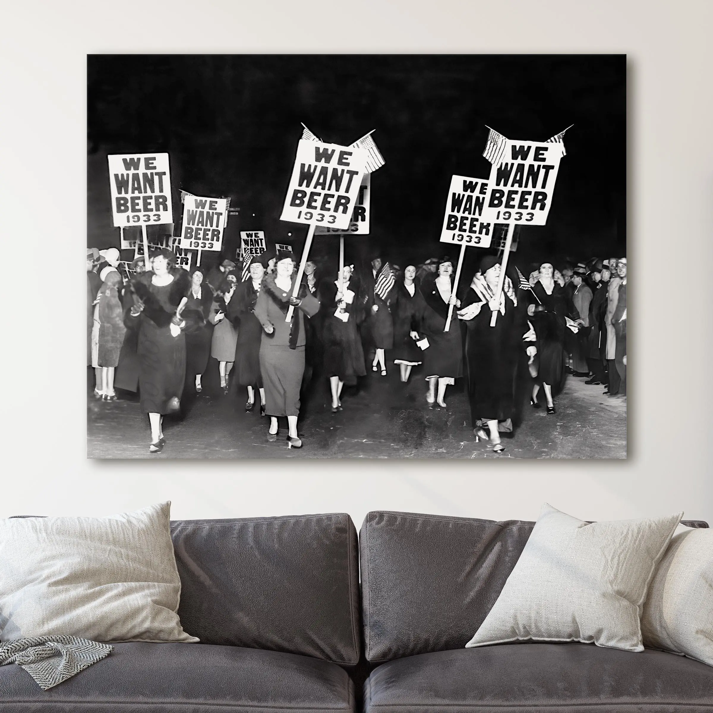 Women Want Beer Protest - Prohibition 1920s Black & White Iconic Posters Paintings Photos Home Decor Artistic Decor Print Ornaments