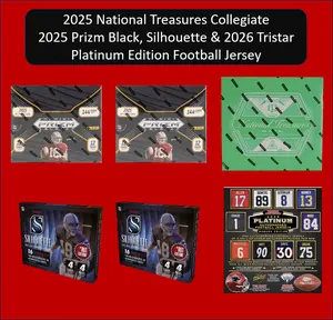 Pick Your Team Football Break 8186 -2025 National Treasures Collegiate, 2x Prizm Black Hobby, 2x 2025 Silhouette Hobby & Platinum Jersey - Ripped and Shipped