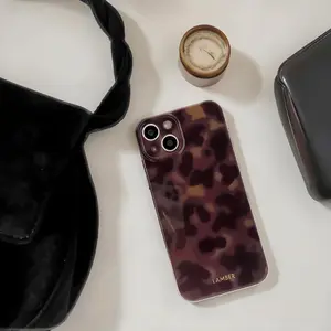 Cute Amber Leopard iPhone Case for 14 Pro Max/15 Pro Max/16 Pro Max/14 Plus/15 Plus/16 Plus/13/14, Slim Shockproof Protective Cover