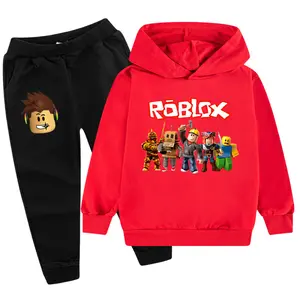 Zhongda Children's Clothing Roblox Hoodie Sweatshirt & Trousers Set for Kids Over 8 Years Acetate Fiber Cartoon Pattern  cute clothes set cute clothes set