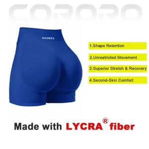 Lycra Women Workout Impact Shorts 2.5" Scrunch Butt Lifting Gym Seamless Booty Biker Shorts Butt-lifting fitness peach shorts, fitness wear, summer sports yoga pants High-elasticity sports training tight three-quarter deep squat pants