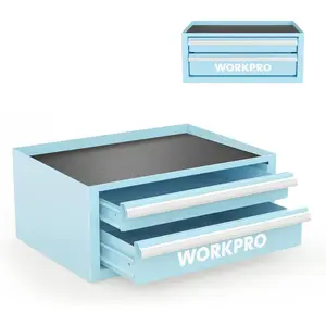 12.5" Mini Tool Box with 2 Drawers & 1 Open Top, Small Tool Chest with PVC Liners & PP Feet Pads, Cold Rolled Toolbox with Drawer Liners & Tabs