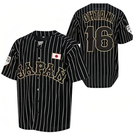 Men's #16 Japanese Baseball Jersey, Short Sleeve Outdoor Sports Top, High Quality Polyester All-Stitched Professional Sports Clothing, US Sizes, Comfortable Stylish Wear for Training & Competition (Refer to Size Chart)
