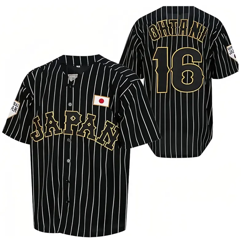 Men's #16 Japanese Baseball Jersey, Short Sleeve Outdoor Sports Top, High Quality Polyester All-Stitched Professional Sports Clothing, US Sizes, Comfortable Stylish Wear for Training & Competition (Refer to Size Chart)