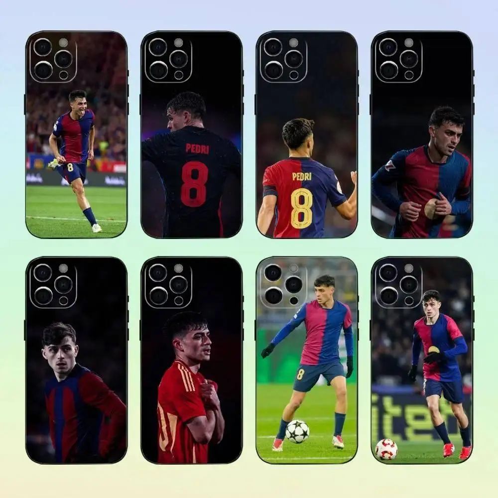 Pedri 8 Customized Shockproof Soft TPU Silicone Black Football Smartphone Cover - Protective Accessory for iPhone 17,16,15,14,13,12,11 Devices with Enhanced Protection