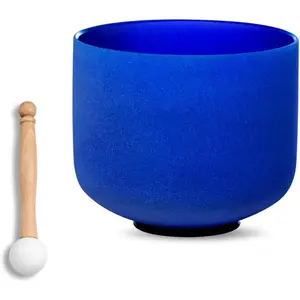 7 inch Indigo A Note Third Eye Chakra Quartz  Singing Bowl, for  Mindfulness Meditation Yoga Sound Baths, with Rubber Mallet O-ring