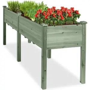 Best Choice Products 72x24x30in Raised Garden Bed, Elevated Wood Planter Box for Patio w/ Divider Panel Best Choice Products 72x24x30in Raised Garden Bed, Elevated Wood Planter Box for Patio w/ Divider Panel