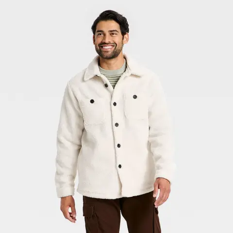 Men's Vintage High Pile Full Button Jacket - Goodfellow & Co