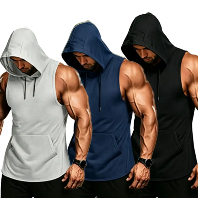 3-Pack Men’s Sports Tank Tops — Sleeveless Hooded Shirts for Basketball, Fitness, and Training; Great Summer Activewear