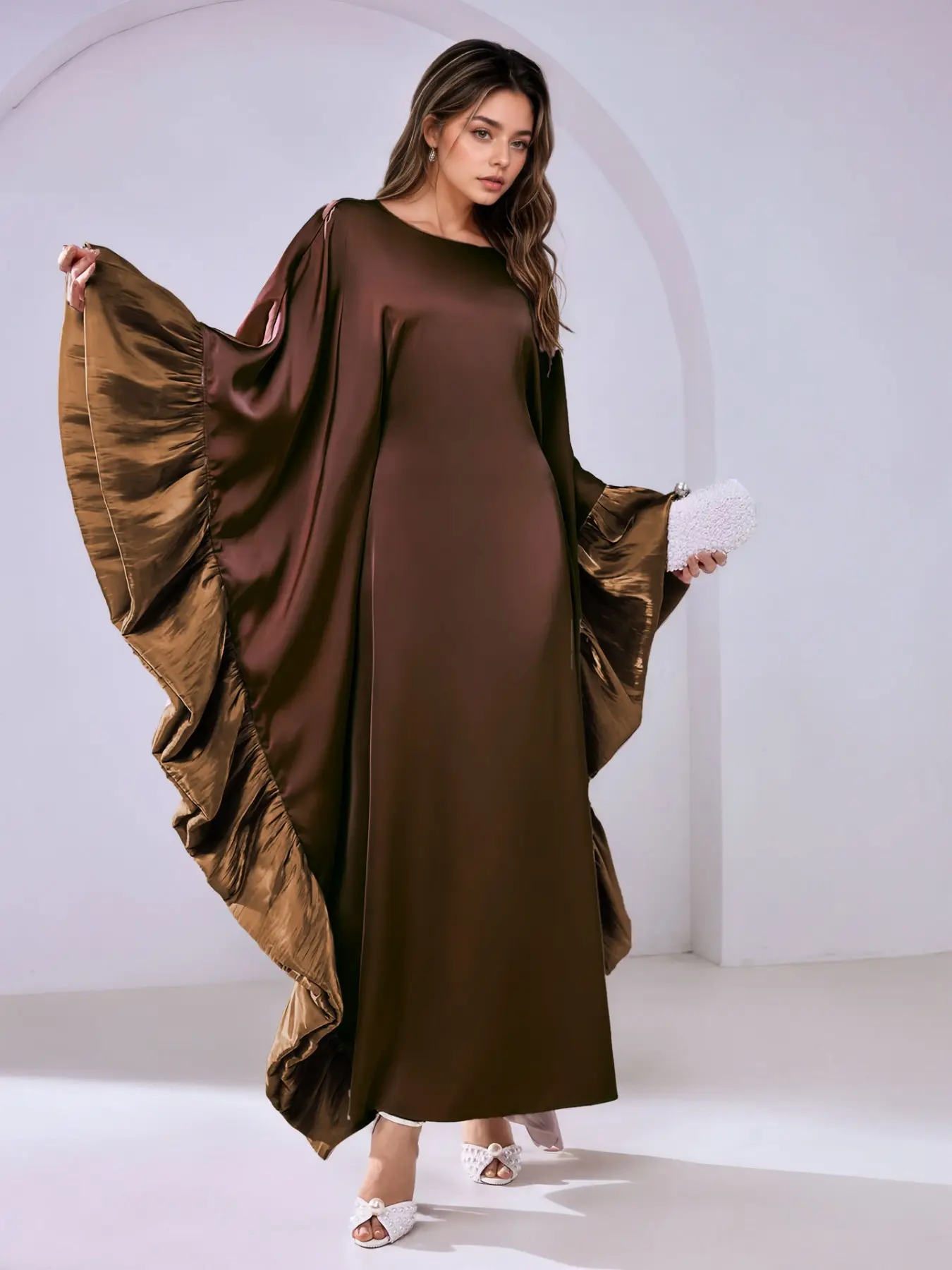 Elegant Muslim Women Batwing Sleeve Patchwork Long Dress, Muslim Evening  Dress, Fashionable Modest Clothing, Perfect for Special Occasions, Modest  Style Dress - TikTok Shop