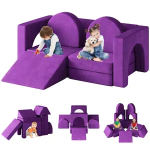 Christmas Gift Idea: 10-Piece Modular Kids Play Couch – Convertible Foam Sofa for Playroom & Bedroom, Perfect for Boys & Girls