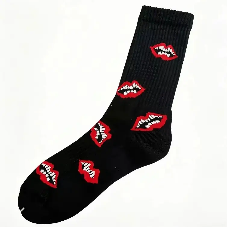 Trendy Socks with lip prints, Unisex, Friction free, Free wear. Trendy Socks with lip prints, Unisex, Friction free, Free wear.