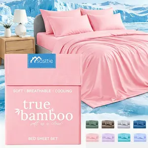 3/4pcs Bamboo Cooling Bed Sheets - Deep Pocket Hotel-Grade Bedding for Room Decor, Ultra-Soft And Breathable for Hot Sleepers, Wrinkle-Resistant And Moisture-Wicking Bamboo Fabric Sheet Set, Double-Stitched Machine Washable Sheets