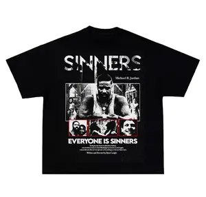 Sinners Movie T-Shirt, Featuring Michael B. Jordan and Powerful Quote 'Everyone Is Sinners', Soft Cotton Fabric, Unisex Fit for All, Perfect Gift for Movie Fans and Thriller Enthusiasts