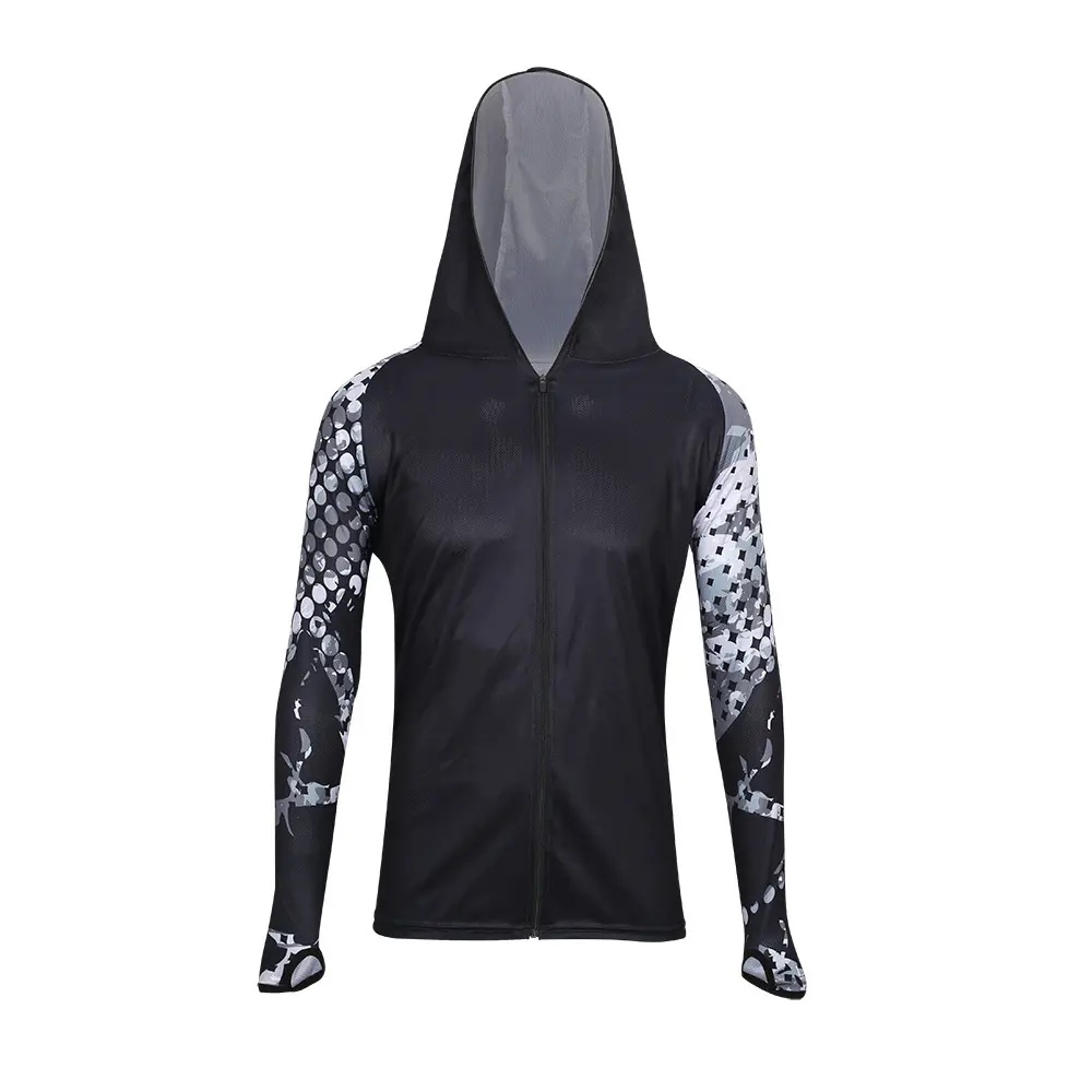 Men's Outdoor Fishing Jacket with Hood - Ice Silk Material, UV-Proof, Breathable, Male UV-Protective Fishing Mask & Sun Coat construction sport