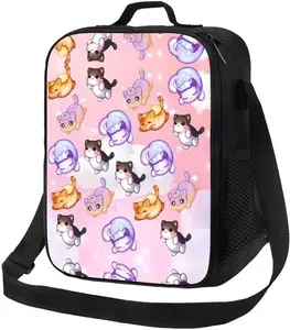 Cartoon Lunch Bags For Boys Girls Lunch Boxes Reusable Insulated Lunchbag With Water bottle Holder Handbags Tote Bag (style-1)
