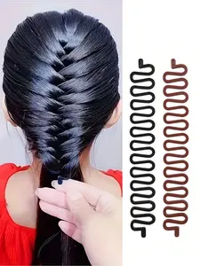 6pcs women's fashion hair braider, Fried Dough Twists braid style hair curling tool, three strand braid hair braider, fish bone braid, suitable for styling, party, dating, tourism, daily leisure hair accessories