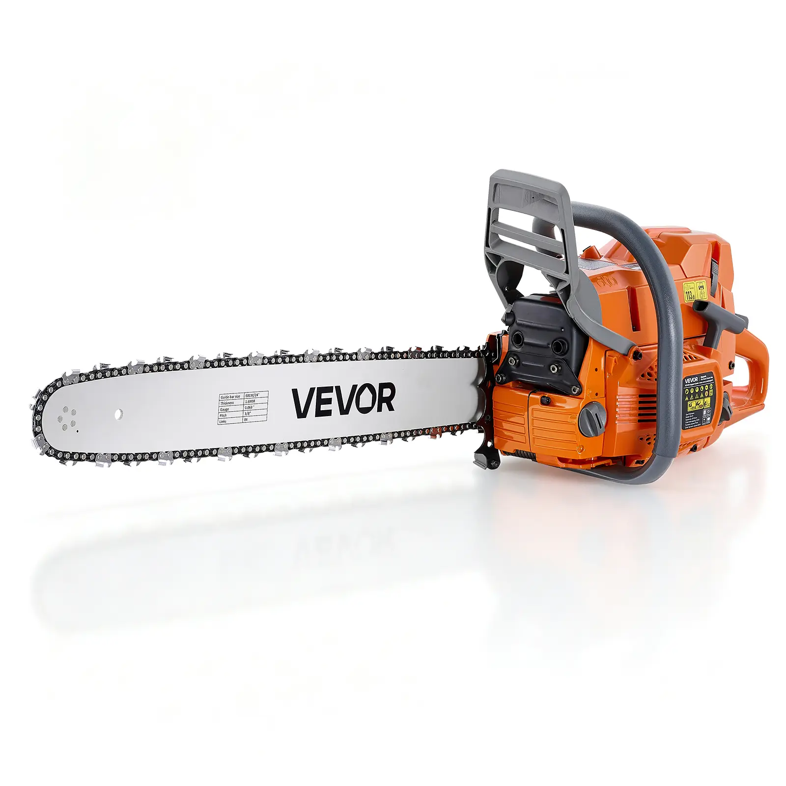 VEVOR Gas Powered Chainsaw 24 Inch 72CC 5HP 2 Stroke Engine Gas Chainsaw, for Wood Cutting, Tree Trimming & Land Clearing, Anti-Kickback Chain Brake, Power Chain Saw with Non-Slip Handle & Dual Tanks,toolupgrade
