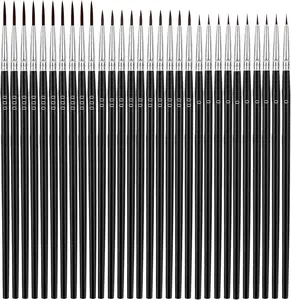 Paint Brushes Tiny Detail 30 Pcs Fine Paint Brushes Set with 3 Size #0#00#000 Liner Brush for Miniature 40k Model Crafts Watercolor Acrylics Oil, Sturdy, Thin