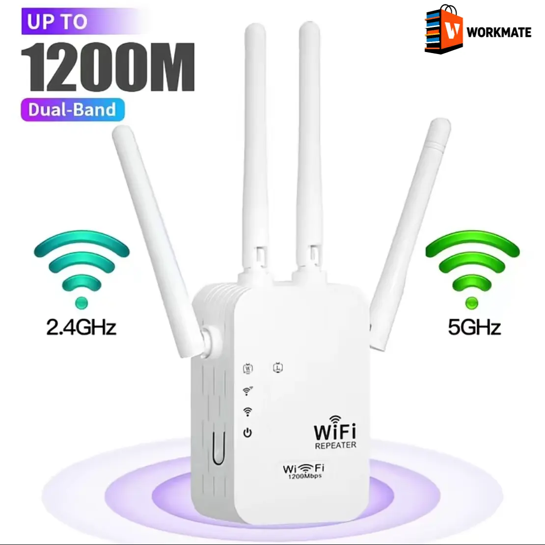2026 New Model WiFi 6 Range Extender, 4-Antenna 1200Mbps Dual-Band Signal Booster, 12000 Sq Ft Whole-Home Coverage, Supports 100 Devices