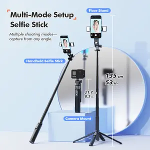 Portable Selfie Stick Tripod Set, Type-C Rechargeable Remote — For iPhone/Android, DJI/GoPro/Pocket 3/Small Cameras