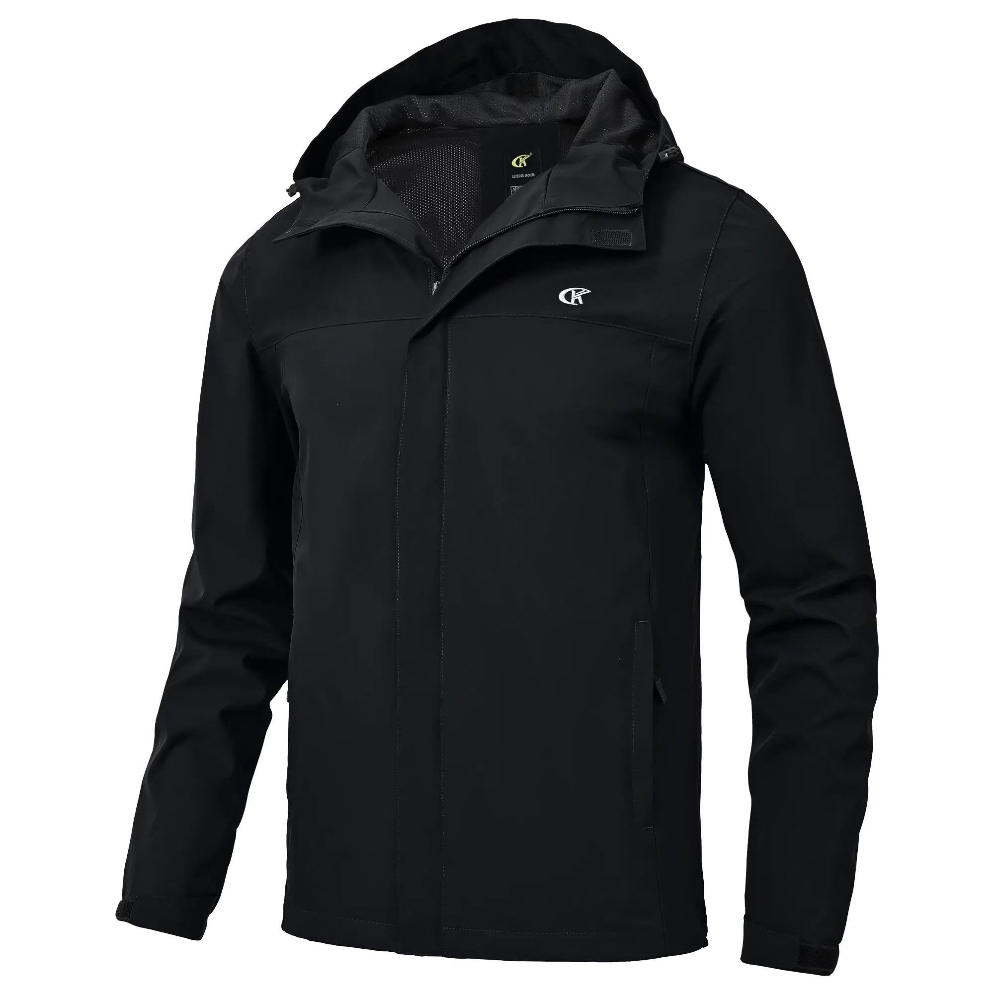 YUYANGDPB Men's Athletic Jacket - Long Sleeve Mock Neck, Lightweight Waterproof Windproof Outerwear, Adjustable Drawcord Hood, Full Zip for Quick On/Off, 3-Pocket Carry, Customizable Cuffs, Breathable Quick Dry for Hiking, Daily Urban Commutes
