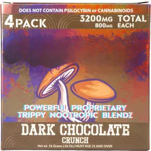 Mushroom Gummies 3200mg – Lion's Mane, Reishi, Chaga & Cordyceps Blend for Focus & Wellness – Dark Chocolate Crunch