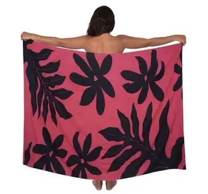 2 YARDS HAWAIIAN PRINT RAYON SARONG - Hot Pink Tiare