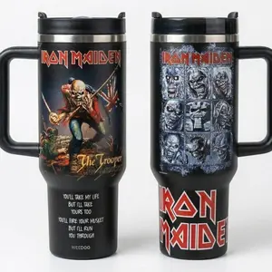 Iron Maiden 2026 Band Cup 40 oz Tumbler With Handle, Iron Maiden 2026 Tour, Rock Band Merch