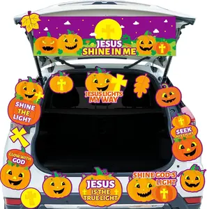 18 count Halloween Religious Trunk or   Decorations Kits  Christian Pumpkin  Trunk or  Kits for SUV for Halloween Party  Garage Door Decor