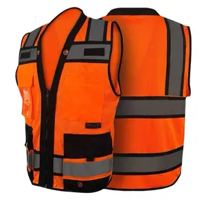 Orange Surveyor Superior Vest with Rear Table Packet High Visibility Safety Gear