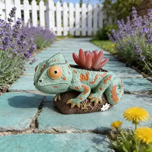 Creative Chameleon Resin Flower Pot, Unique Outdoor Garden Succulent Planter Decor, Single Piece, Stylish Home Ornament