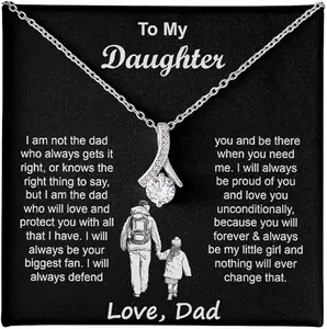 To My Badass Daughter Necklace Meaningful Jewelry with Inspirational Message Card, Perfect Graduation, Christmas Birthday, Jewelry Gifts For Daughter Message Card Box