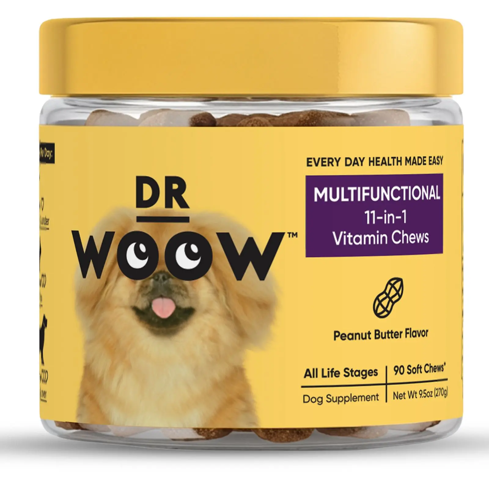 Dr Woow 11-in-1 Chewable Dog Multivitamin - Daily Canine Health Support, Immune Booster, Digestion Aid, Skin & Coat Help for All Life Stages Pet Supplement