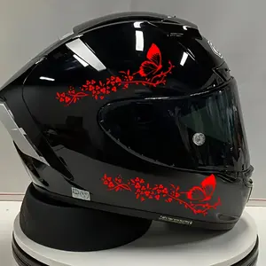 1SET Edgy & Gentle Decor Sticker, Motorcycle stickers, for helmet/Chinese-style riding water bottle, Red butterfly & blossom branch logo elements, Chinese-style motorcycle daily decor goods