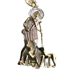 Saint Lazarus Pink Pendant with 3.5mm 23.3-Inch Diamond Cut Gold plated Chain for Men and Women - Unisex Casual Accessory not a water resistant