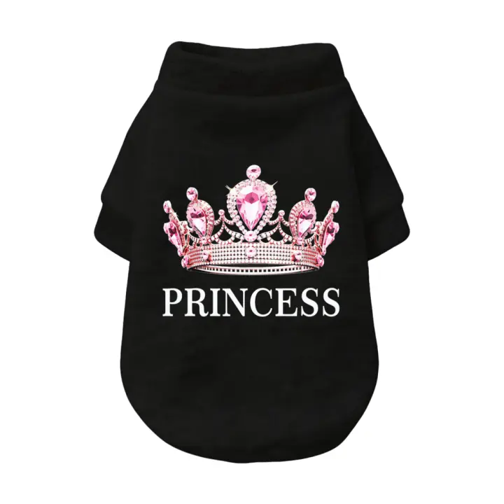 Princess Pink Rhinestone Crown Dog Shirt, Cute Royal Puppy Clothes, Sparkle Crown Graphic Pet Tee for Small Dogs