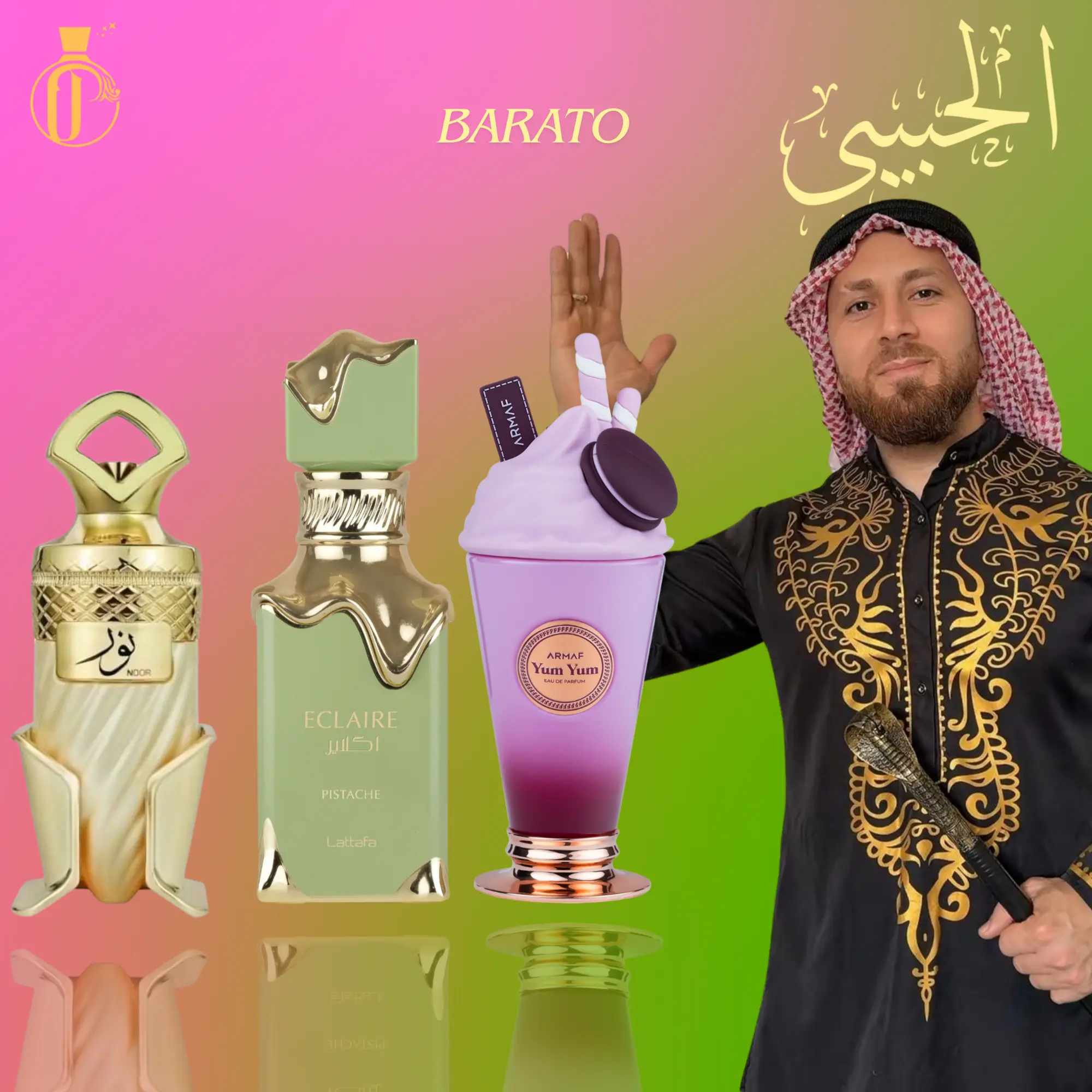 El Habibi Barato Bundle | Lattafa Eclaire Pistache + Riiffs Noor + Armaf Delights Yum Yum | Women’s Fragrance | 100 ML - 3.4 OZ | Eau De Parfum | Pistachio - Vanilla & Berries