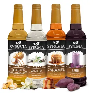 Syruvia Ultimate Sweet Flavor Collection – Toasted Marshmallow, Vanilla, Caramel & Ube Syrup – Great for Coffee, Lattes, Desserts, Milkshakes & More – 25.4 Fl oz (4 Pack)
